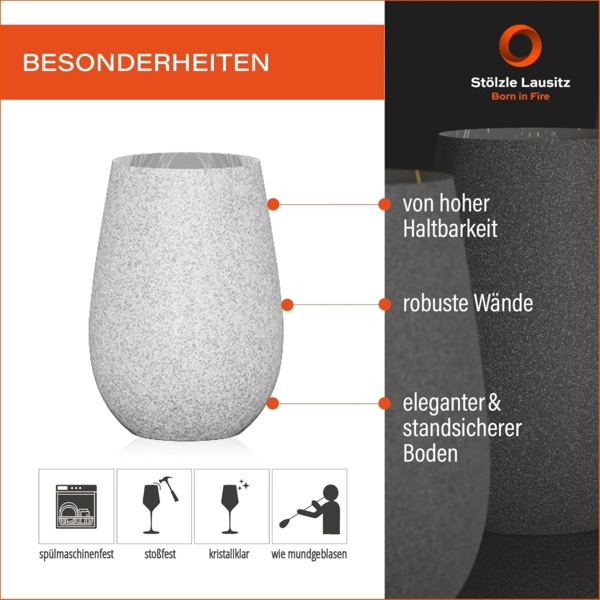 Stölzle Lausitz STONES Becher 465 ml kiesel 6er Set Bild 4