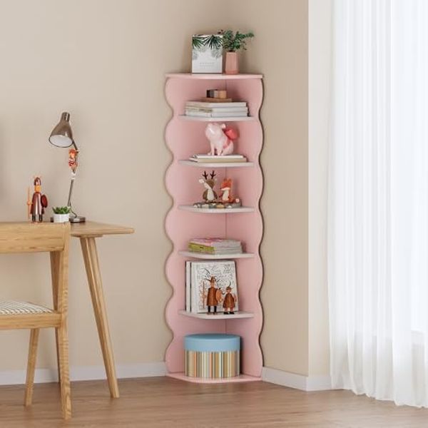 Kinder-Eckregal Vestnes 108x27x27 cm Cotton Candy/Weiß [en. casa]