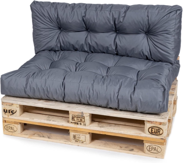 TexDeko Palettenkissen TexDeko Garden 2-TLG Palettenkissen-Set wasserabweisend gesteppt, 1x Palettenkissen (Sitzkissen) + 1x Rückenkissen, Premium Qualität