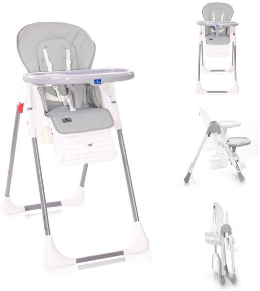 Lorelli Kinderhochstuhl Cryspi Rückenlehne verstellbar, faltbar, 5-Punkt-Gurt grau Bild 2