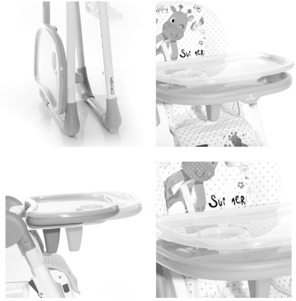 Lorelli Kinderhochstuhl Cryspi Rückenlehne verstellbar, faltbar, 5-Punkt-Gurt grau Bild 5