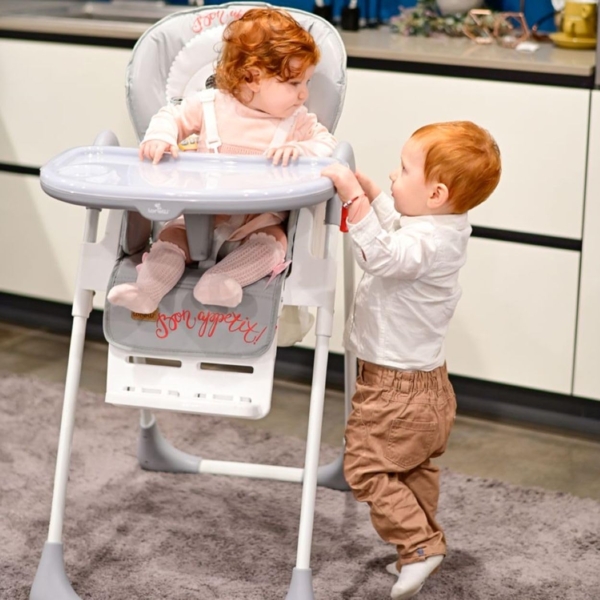 Lorelli Kinderhochstuhl Cryspi Rückenlehne verstellbar, faltbar, 5-Punkt-Gurt grau Bild 6