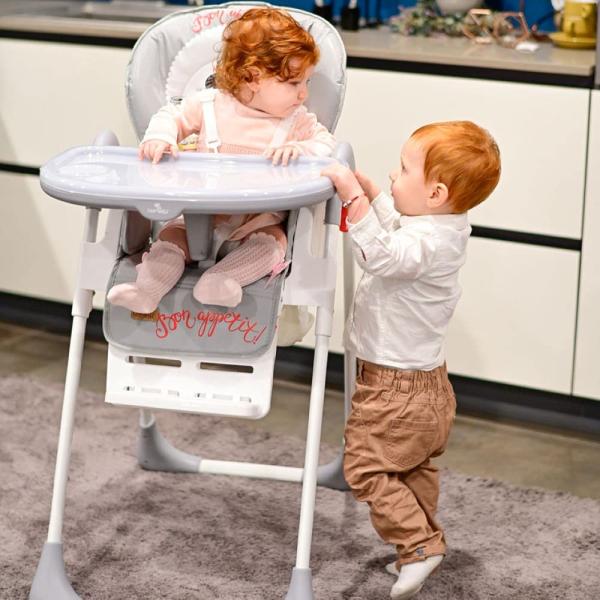 Lorelli Kinderhochstuhl Cryspi Rückenlehne verstellbar, faltbar, 5-Punkt-Gurt grau Bild 8