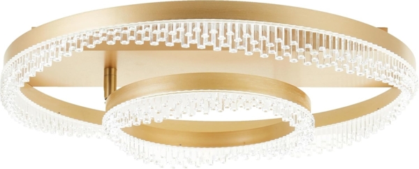 Lightbox Deckenleuchte, CCT - über Fernbedienung, LED fest integriert, warmweiß - kaltweiß, LED-Deckenleuchte, doppelter Rahmen, Kristallelemente, Goldfarben