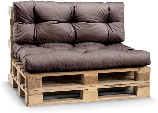 Gutekissen® Palettenkissen Wetterfest, Gartensofakissen, viele Farben und Größen PPI (Sitzkissen 120x60, Braun-wasserfestes)