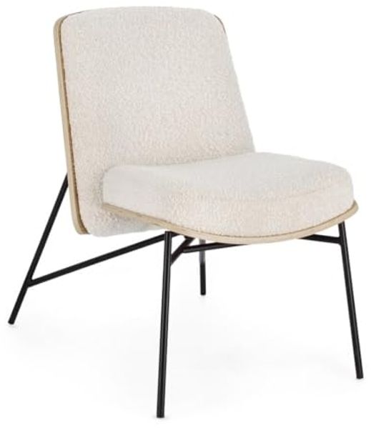 Sessel Emerson aus Boucle-Stoff, modernes Design, skandinavischer Stil, beige, gepolstert, Metallgestell