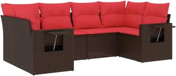 vidaXL 6-teiliges Gartensofa-Set mit Kissen, braun, Polyrattan 3252921