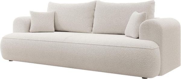 Selsey Sofa Schlafsofa Couch Mit Stauraum Schlaffunktion 3 Sitzer Pflegeleicht Polyurethanschaum Boucle Creme OVO