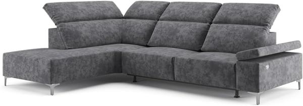 VitaliSpa Ecksofa Loungesofa Boxspringsofa James Anthrazit Relaxfunktion 218x86 cm modern Wohnzimmer Sofa Wohnzimmercouch Loungeecke Polstereckcouch Taschenfederkern USB-Anschluss Fußteil ausfahrbar