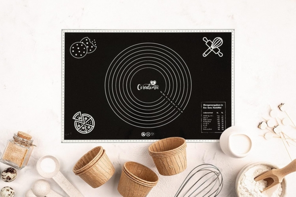 Coradoma Backmatte Backmatte 60x40 cm mit Teigroller Silikonmatte Backunterlage Teigmatte, Silikon Bild 3