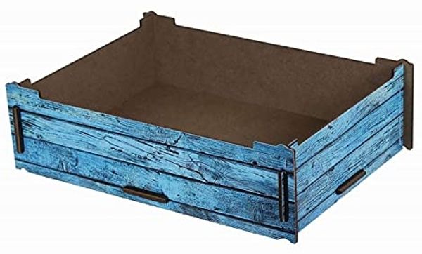 Werkhaus Aufbewahrungsbox groß Holzoptik Holzkiste stapelbar Deckel Unterteiler Box - Türkis