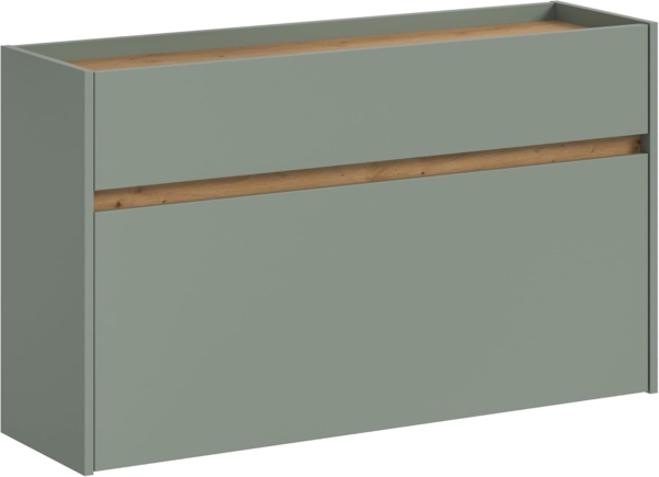 xonox. home – Schuhkommode Drive 110 x 61 x 32 cm in Salbei und Artisan Oak Nachbildung – Flurkommode mit Schublade – Moderner Schuhschrank für Diele & Eingangsbereich – minimalistisch & funktional