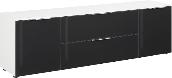 Maja Lowboard 7820 Weiß Matt - Glas Anthrazit