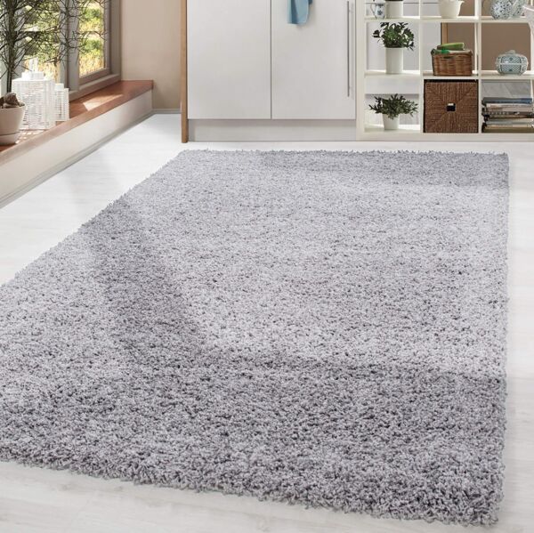 HomebyHome Shaggy Hochflor Wohnzimmerteppich Läufer 80x250 cm Hellgrau - Flur Teppich Flauschig, Modern, Plüsch und Extra Weich - Ideal als Bettvorleger im Schlafzimmer und als Küchenläufer