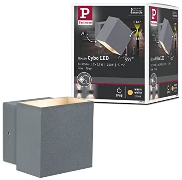 Paulmann No. 18002 Wandaufbauleuchte LED Cybo eckig 2x3W grau 100x100 mm IP65
