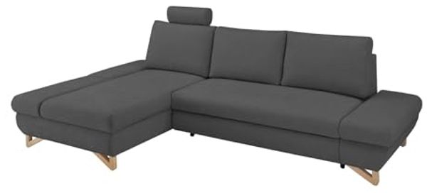 Ecksofa Skalm in grau mit Bettfunktion 284 cm