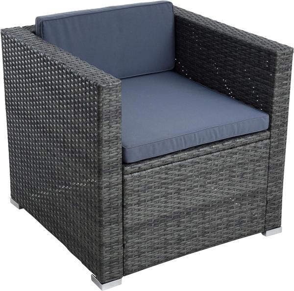 Polyrattan Loungesessel Gartensessel Rattan Sessel Gartenstuhl Anthrazit-Grau