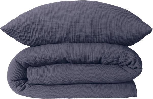 Schiesser Bettwäscheset Molly - Musselin - 2-teilig - 135 x 200 cm - Indigo