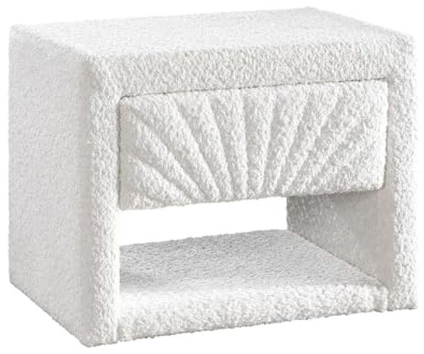 Vente-unique - ULAMI Bedside table Stoff Weiß - B 35 cm x H 41 cm x L 50 cm