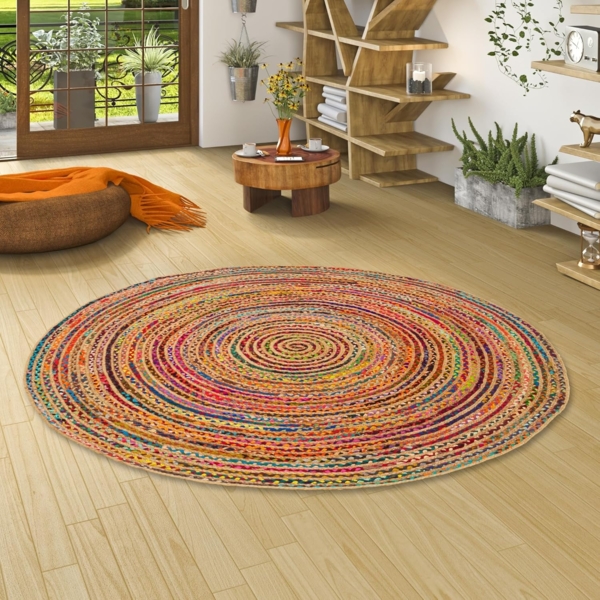 Pergamon Sisalteppich Teppich Jute Baumwolle Salsa, Rund, Höhe: 8 mm