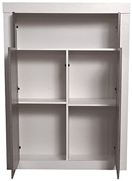 Dmora Modernes Design hohes Sideboard mit 2 Türen und Regalen, Küchenbuffet, Sideboard mit Regalen und Regalen, 105x42h143 cm, Weiß und Zementfarbe Bild 5