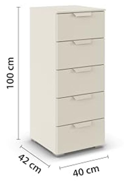 rauch Aditio Box, Kommode, 5 Schubladen, mit Softclose-Funktion, Farbe Beige, BxHxT 40x100x42cm Bild 3