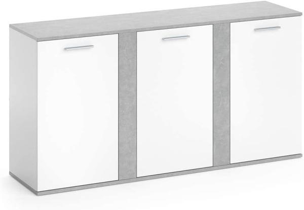 Vicco Sideboard Novelli Highboard Kommode Anrichte Schrank 3 Türen Weiß Beton