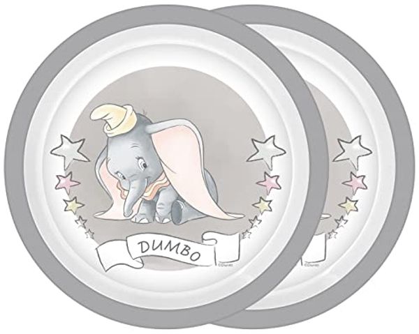 Geda Labels GmbH Frühstücksteller Dumbo Sterne 2er Set, (2 St), Grau, 21,5 cm, spülmaschinengeeignet