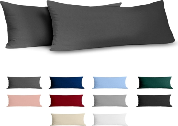 Kissenbezug 80x80 Baumwolle Renforcé (2er-Set) - Anthrazit - Dicht gewebt mit 57 Fäden/cm² - Kissenbezug 80x80 cm - Oeko Tex Zertifiziert - Dreamzie