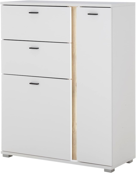 Highboard Bellport in weiß matt und Eiche 100 x 125 cm