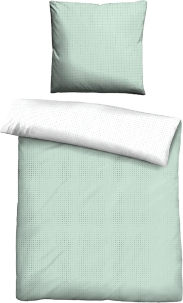 biberna 0636047 Mako-Satin Bettwäsche PUNKTE - MIX & MATCH, mint, 1x 155x200 cm + 1x 80x80 cm