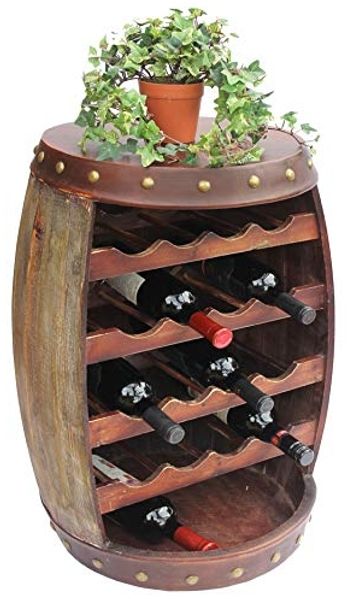 Weinregal Holz mit Ablage Weinfass 1546 Fass 70cm Flaschenregal Flaschenständer Weinständer Bar