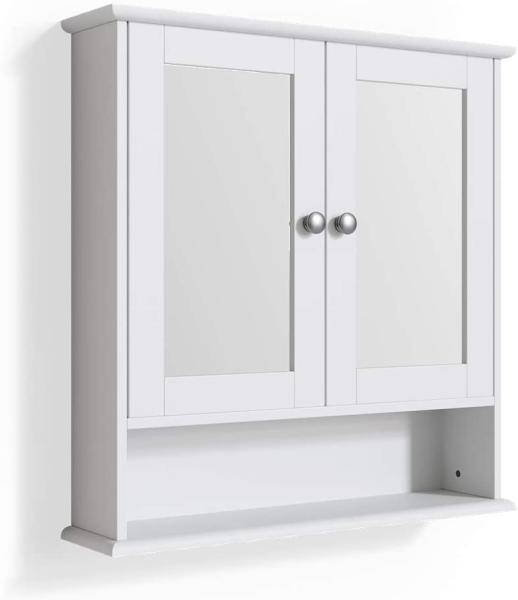 Vicco Wandspiegel Bianco Badspiegel mit Ablage 2 Türen 58x56 cm Hängespiegel Spiegel für Badezimmer im Landhausstil