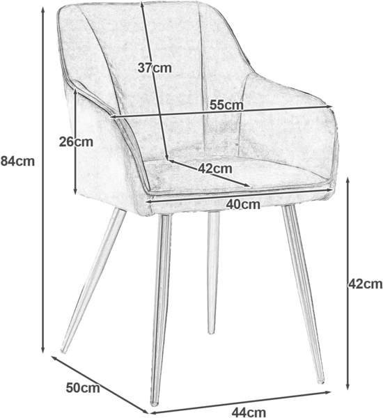 TUKAILAI Esszimmerstühle 2er Set aus Samt,Küchenstuhl Polsterstuhl Armlehnstuhl mit Armlehnen,Rückenlehnen,weiche Sitzpolster,Metallbeinen,Modern Sessel für Küche Esszimmer Wohnzimmer,Schwarz Bild 3