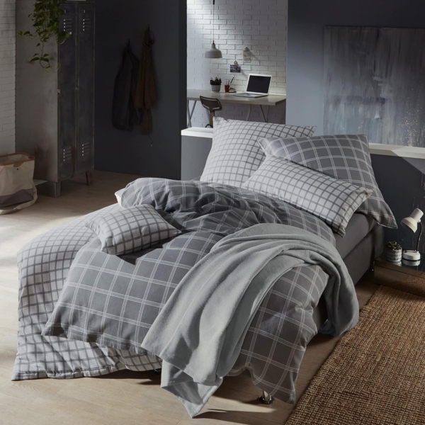 Erwin Müller Bettwäsche Wendebettwäsche, Biber, 3 teilig, Flanell Karo Bild 5