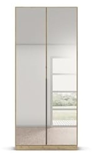 Rauch Möbel Alabama, Kleiderschrank, Garderobenschrank, 2-türig, Spiegel, Zubehör Basic, 1 Kleiderstange, 2 Einlegeböden, Farbe Eiche Artisan, Holz, Griff Grau metallic, 91 x 229 x 54 cm Bild 6