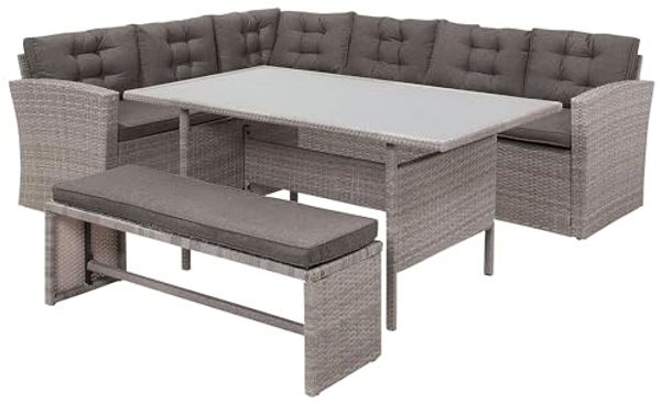 Beliani 'VITERBO' Ecksofa Lounge Set, Polyrattan grau