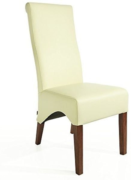Six Lederstuhl No. 922 creme-weiß/nussbaum