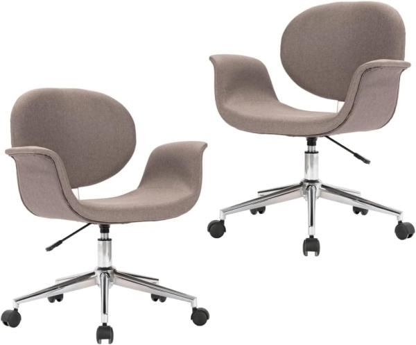 vidaXL Esszimmerstühle 2 Stk. Drehbar Taupe Stoff 3054869