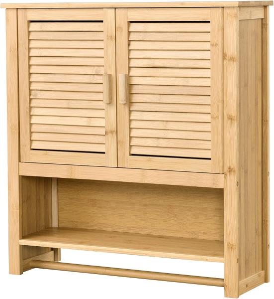 Badezimmerschrank Tyresö Hängeschrank Bambus 66 x 62 x 20 cm [en. casa]