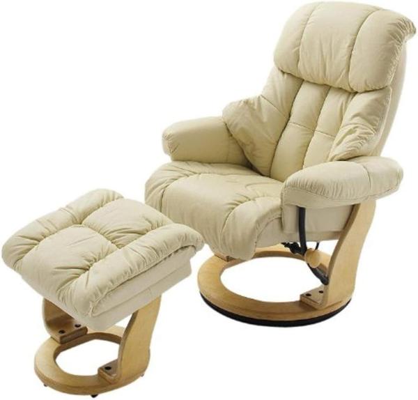 Relax-Sessel mit Hocker CALGARY, creme/schwarz