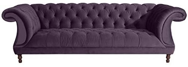 Ivette Sofa 3-Sitzer Samtvelours Purple Buche Nussbaumfarben