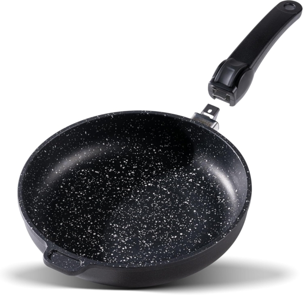 STONELINE Bratpfanne, Aluminium (2-tlg), mit echten Steinpartikeln, induktionsgeeignet, Made in Germany