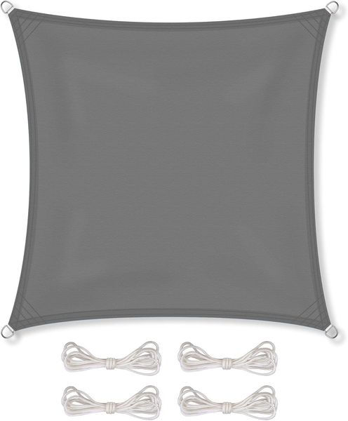 CelinaSun Sonnensegel inkl Befestigungsseile Premium PES Polyester wasserabweisend imprägniert Quadrat 3x3 m anthrazit