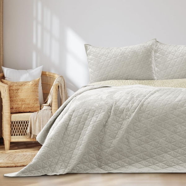 Restilo Tagesdecke Tagesdecke Bettüberwurf Allzweckdecke Wohndecke Samt Optik, Bettüberwurf mit Steppung