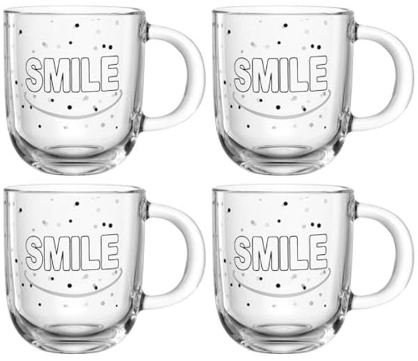 LEONARDO Tasse Becher "SMILE", 4er-Set, UFFICIO, 4-tlg, Glas, spülmaschinengeeignet