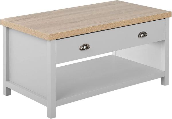 Couchtisch grau / heller Holzfarbton rechteckig CLIO