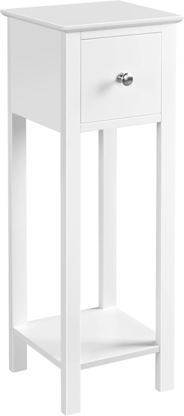 Yaheetech Nachttisch Nachtkommode mit 1 Schublade und 2 Ablagen Schlichter Nachtschrank Sofatisch Couchtisch aus Holz Beistelltisch für Wohnzimmer Schlafzimmer, 25 × 25 × 70 cm Weiß