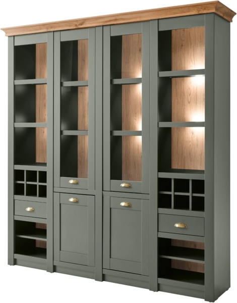 Buffetschrank Norwich in grün und Eiche 194 x 207 cm