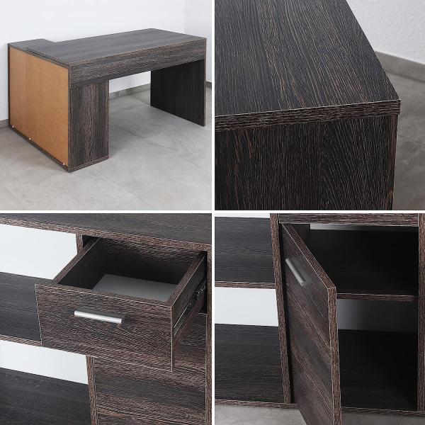Schreibtisch klein 136 x 101 x 75 cm Eiche Vintage Wenge – Bürotisch Eckschreibtisch RICOO WM083-VW Bild 8